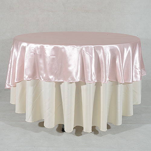 Light Pink - 70" Satin Round Tablecloths - 70 Inch