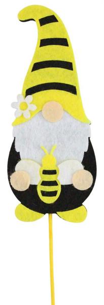 17 Inch OAH Bee Gnome Pick - White Yellow Black