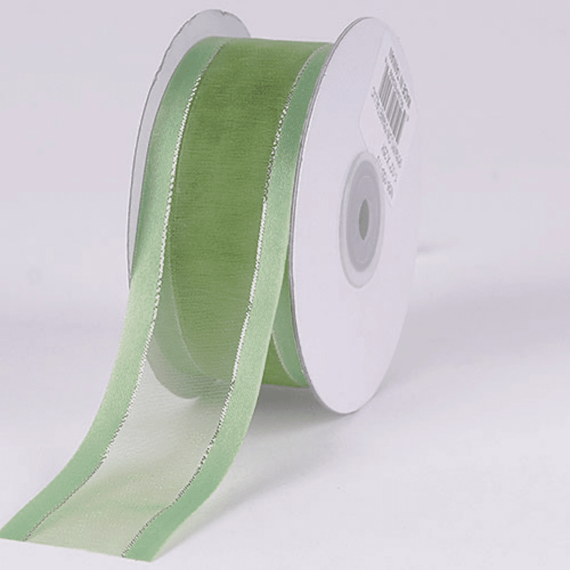 Mint - Organza Ribbon Two Striped Satin Edge - 5/8 inch | 25 Yards