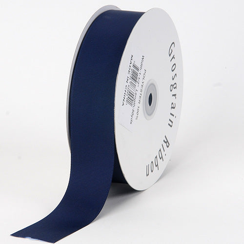 Navy - Grosgrain Ribbon Solid Color - W: 5/8 inch | L: 50 Yards
