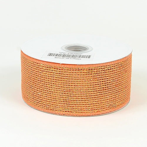 Orange - Metallic Deco Mesh Ribbons - 2.5 inch x 25 yards