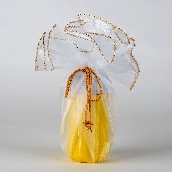 Organza Wrapper with Cord - White with Gold