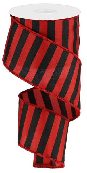 Red Black - Medium Horizontal Stripe Ribbon - 2-1/2 Inch x 10 Yards