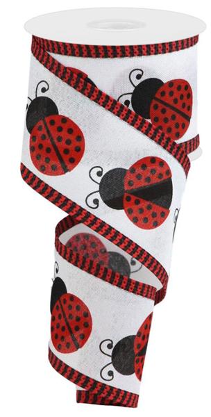 White Black Red - Ladybug Thin Stripe Ribbon - 2-1/2 Inch x 10 Yards