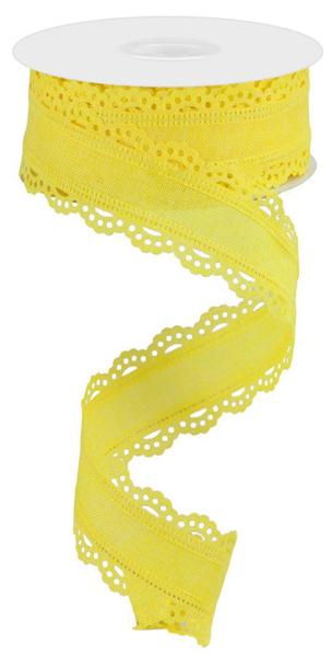 Yellow - Scalloped Edge Royal Burlap Ribbon - 1-1/2 Inch x 10 Yards