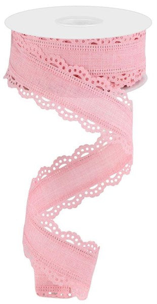 Rose Pink - Scalloped Edge Royal Burlap Ribbon - 1-1/2 Inch x 10 Yards