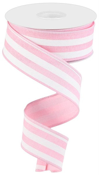 Light Pink White - Vertical Stripe Ribbon - 1-1/2 Inch x 10 Yards