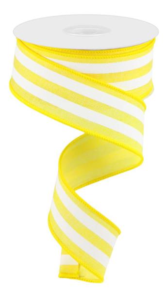 Yellow White - Vertical Stripe Ribbon - 1-1/2 Inch x 10 Yards