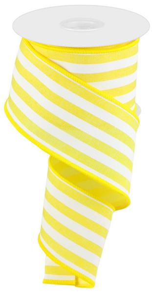 Yellow White - Vertical Stripe Ribbon - 2-1/2 Inch x 10 Yards