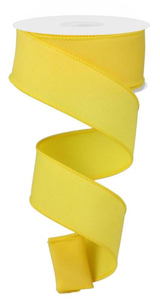 Yellow - Diagonal Weave Fabric Ribbon - 1-1/2 Inch x 10 Yards