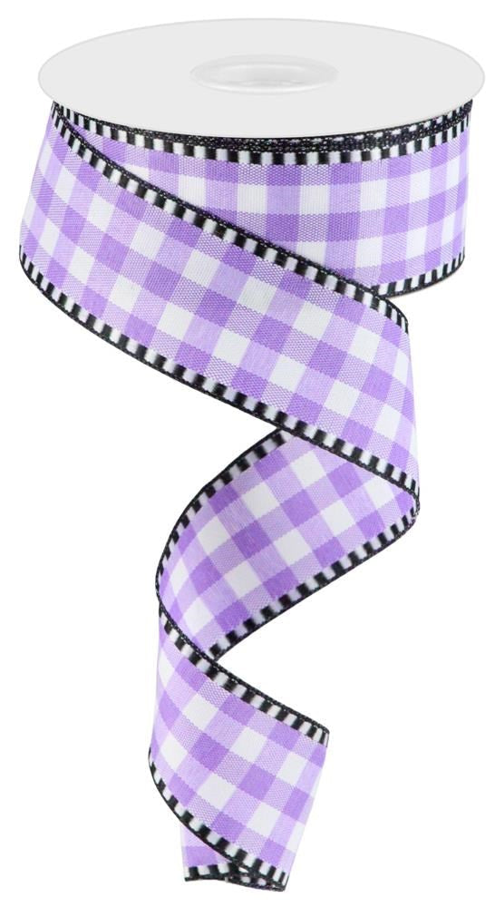 Pre-Order Now Ship On 16th May - Lavender White - Gingham Check Ribbon - 1-1/2 Inch x 10 Yards