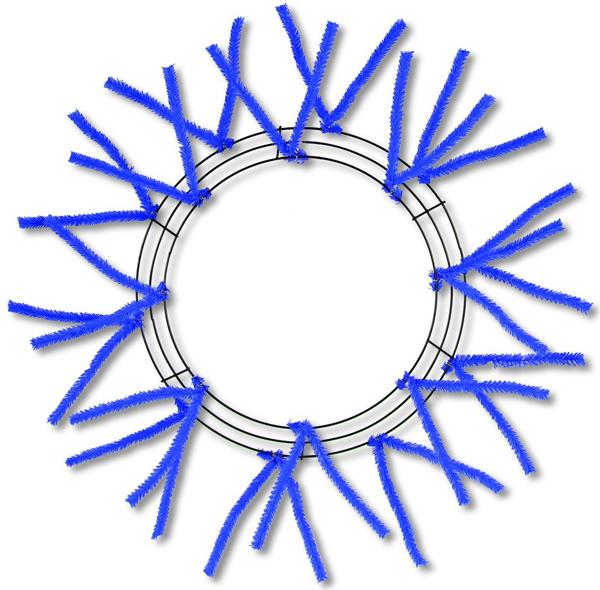 15 Inch Wire, 25 Inch OAD-Pencil Work, Wreath X18 Ties - Royal Blue