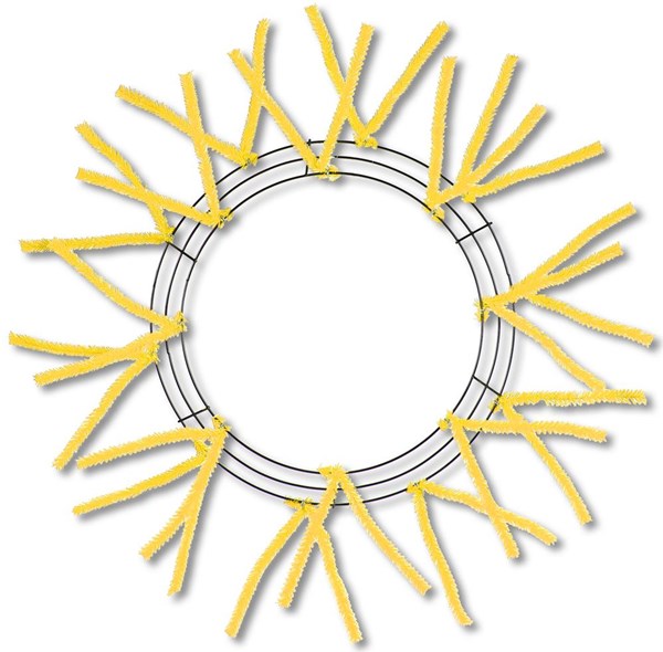 15 Inch Wire, 25 Inch OAD-Pencil Work, Wreath X18 Ties - Yellow