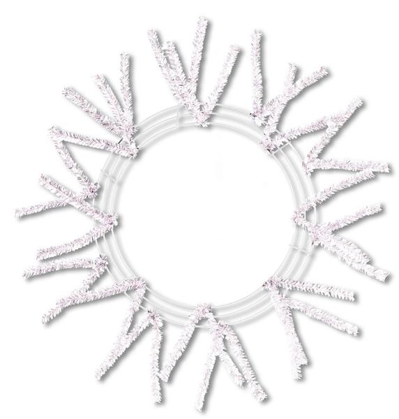 15 Inch Wire, 25 Inch OAD-Pencil Work, Wreath 18 Ties - Irid White